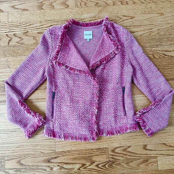 Nic + Zoe Fringe Mix Knit Dusty Rose Blazer Jacket - Small Petite - Picture 13 of 13